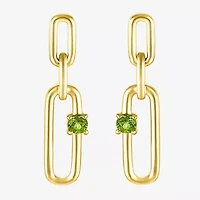 Womens Genuine Green Peridot 14K Gold Over Silver Paperclip Drop Earrings