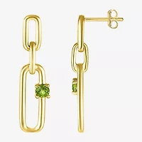 Womens Genuine Green Peridot 14K Gold Over Silver Paperclip Drop Earrings