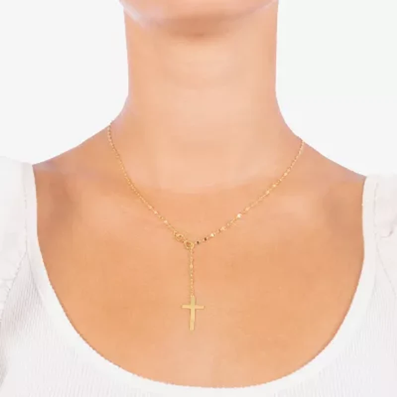 Womens 14K Gold Over Silver Cross 22 Inch Pendant Necklace