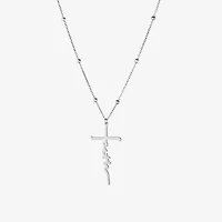 Womens Sterling Silver Cross 16 Inch Pendant Necklace