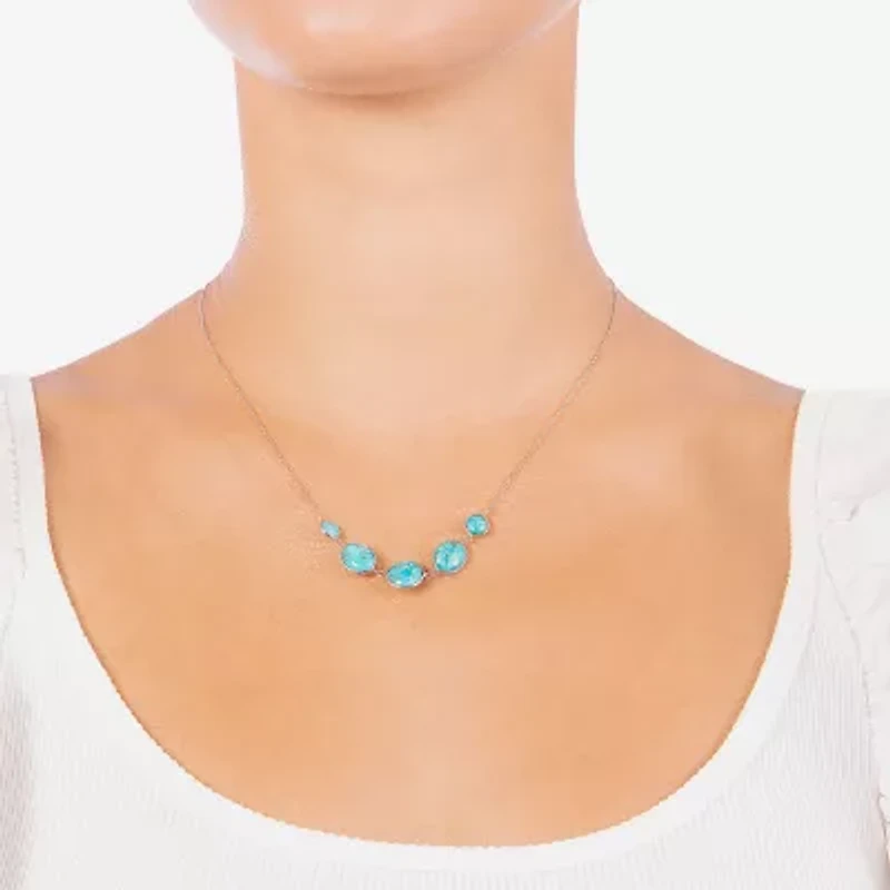 Womens Blue Sterling Silver 18 Inch Statement Necklace