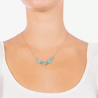 Womens Blue Sterling Silver 18 Inch Statement Necklace