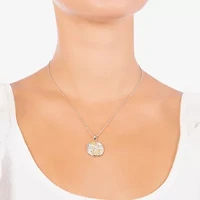 Womens White Mother Of Pearl 14K Two Tone Gold Over Silver Butterfly 18 Inch Pendant Necklace