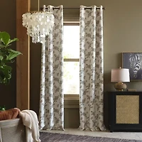 Distant Lands Maura Textured Print Grommet Top 100% Blackout Single Curtain Panel