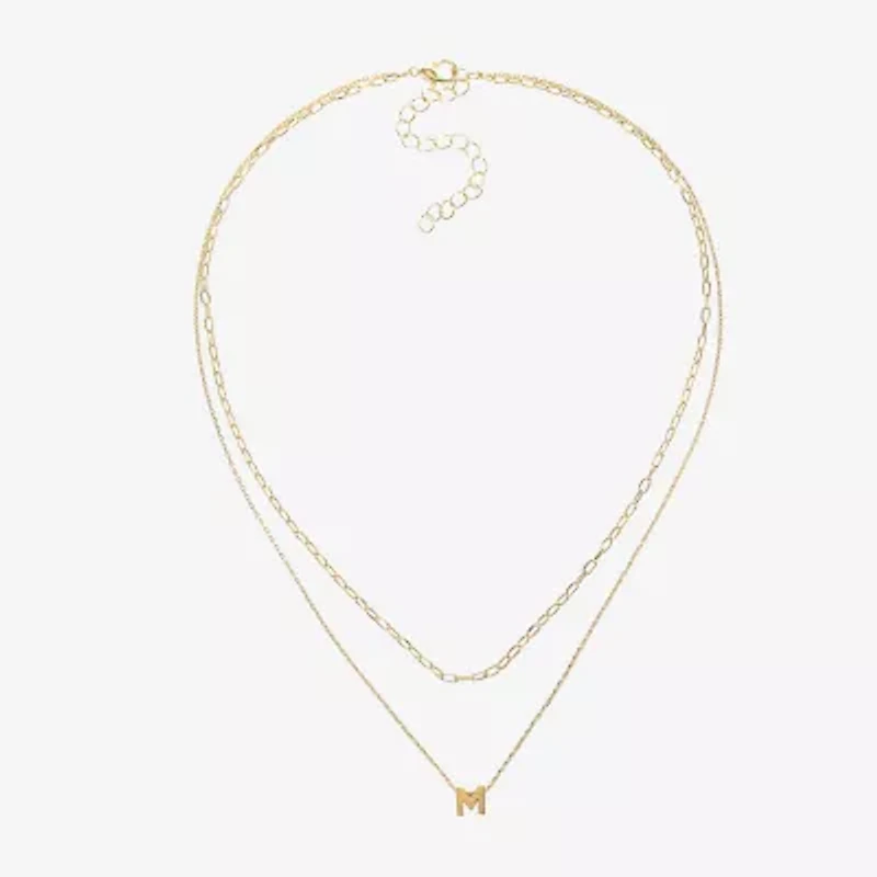 Silver Treasures Delicates Initial Womens 14K Gold Over Brass Rectangular 16 Inch Pendant Necklace