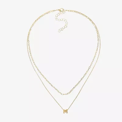 Silver Treasures Delicates Initial Womens 14K Gold Over Brass Rectangular 16 Inch Pendant Necklace