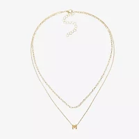 Silver Treasures Delicates Initial Womens 14K Gold Over Brass Rectangular 16 Inch Pendant Necklace