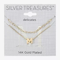 Silver Treasures Delicates Initial Womens 14K Gold Over Brass Rectangular 16 Inch Pendant Necklace