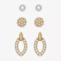 Mixit Womens Simulated Pearl Hypoallergenic 3 Pair Earring Set