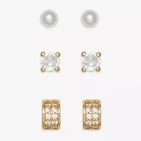 Mixit Womens Simulated Pearl Hypoallergenic 3 Pair Earring Set