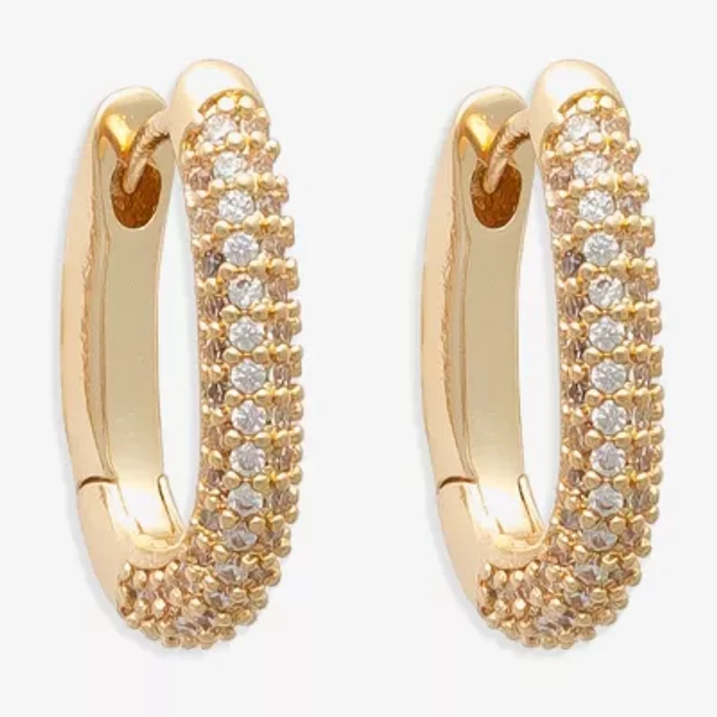 Mixit Womens Cubic Zirconia 14.2mm Hoop Earrings