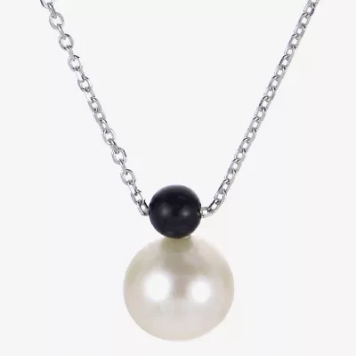 Womens White Cultured Freshwater Pearl Sterling Silver 18 Inch Pendant Necklace