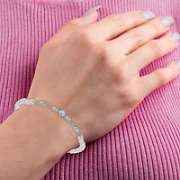 Womens White Cultured Freshwater Pearl Sterling Silver Strand Bracelet