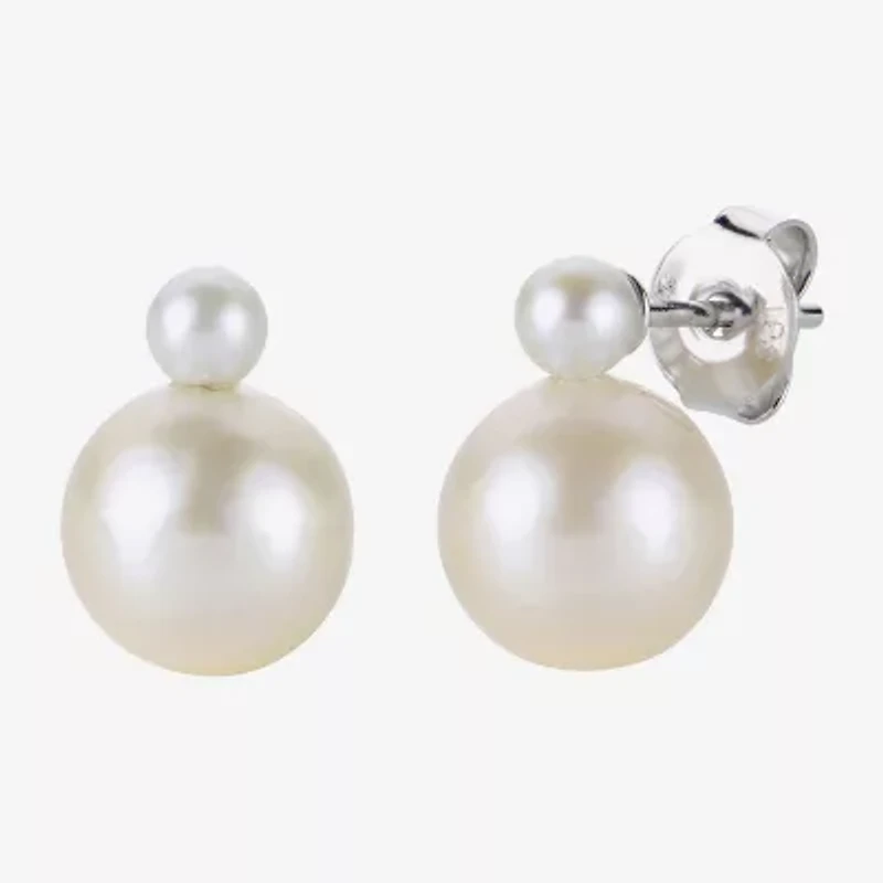 White Cultured Freshwater Pearl Sterling Silver 12mm Stud Earrings