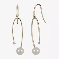 Womens White Cultured Freshwater Pearl 14K Gold 45mm Hoop Earrings