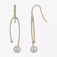 Womens White Cultured Freshwater Pearl 14K Gold 45mm Hoop Earrings