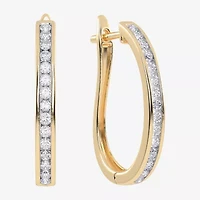 (H-I / Si2-I1) Womens 1 CT. T.W. Lab Grown White Diamond 10K Gold 28.8mm Hoop Earrings
