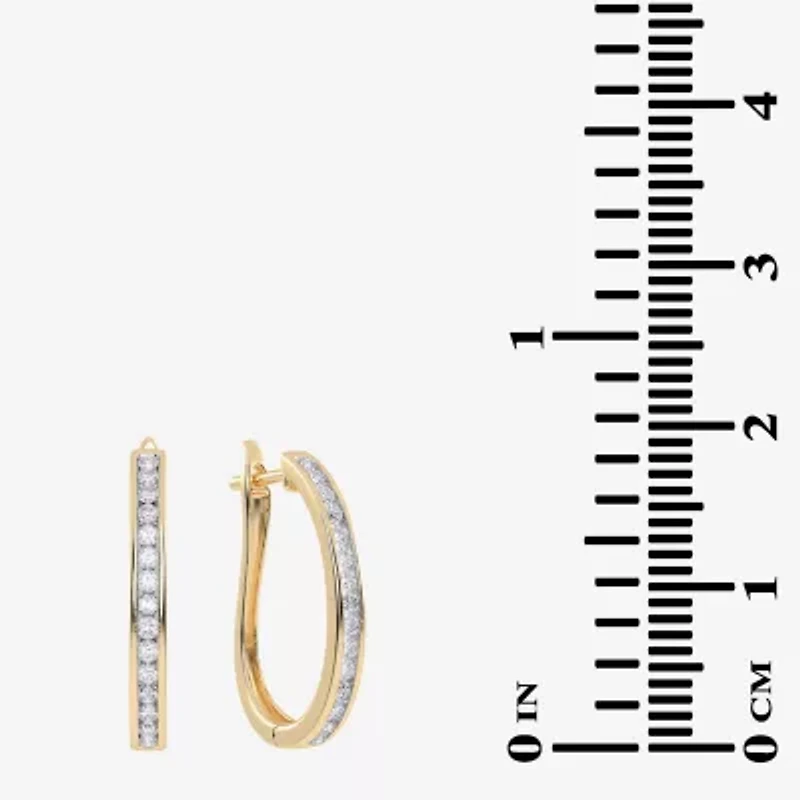 (H-I / Si2-I1) Womens 1 CT. T.W. Lab Grown White Diamond 10K Gold 28.8mm Hoop Earrings
