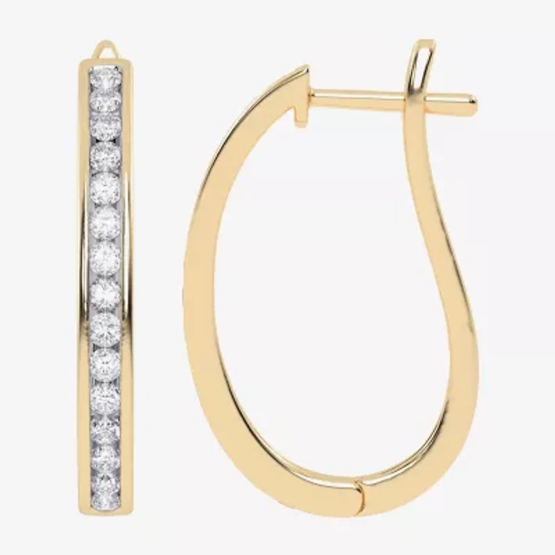 (H-I / Si2-I1) Womens 1 CT. T.W. Lab Grown White Diamond 10K Gold 28.8mm Hoop Earrings