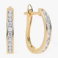 (H-I / Si2-I1) Womens 1/2 CT. T.W. Lab Grown White Diamond 10K Gold 19.8mm Hoop Earrings
