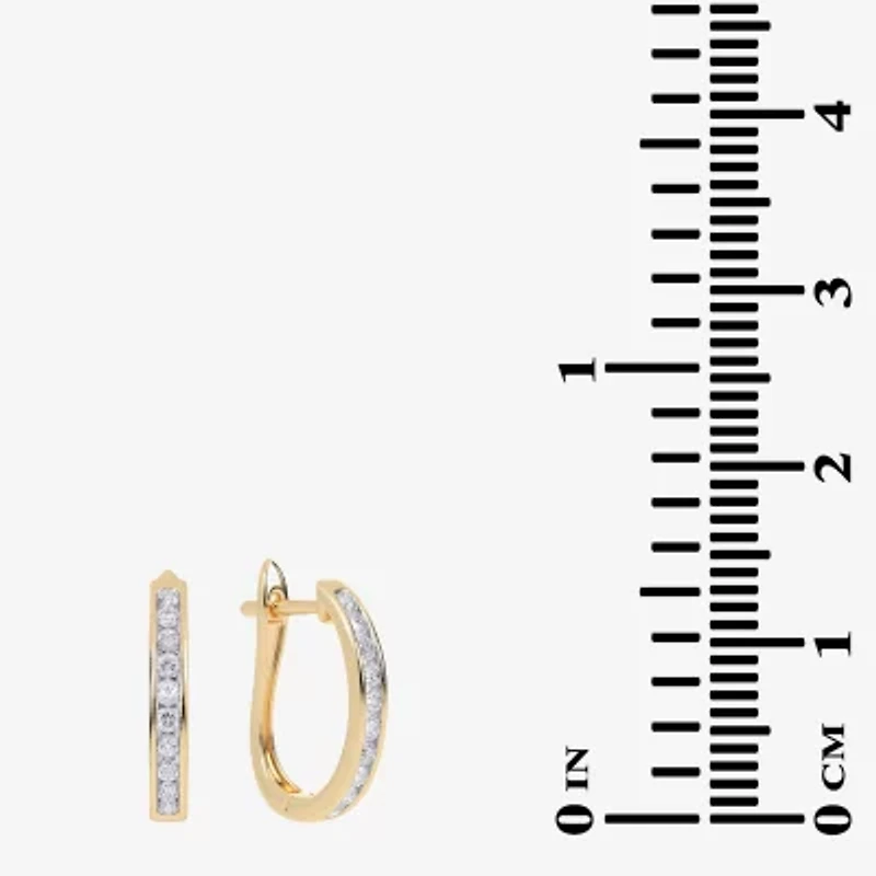 (H-I / Si2-I1) Womens 1/2 CT. T.W. Lab Grown White Diamond 10K Gold 19.8mm Hoop Earrings