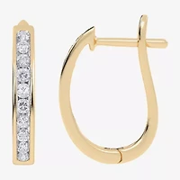 (H-I / Si2-I1) Womens 1/2 CT. T.W. Lab Grown White Diamond 10K Gold 19.8mm Hoop Earrings