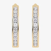 (H-I / Si2-I1) Womens 1/2 CT. T.W. Lab Grown White Diamond 10K Gold 19.8mm Hoop Earrings