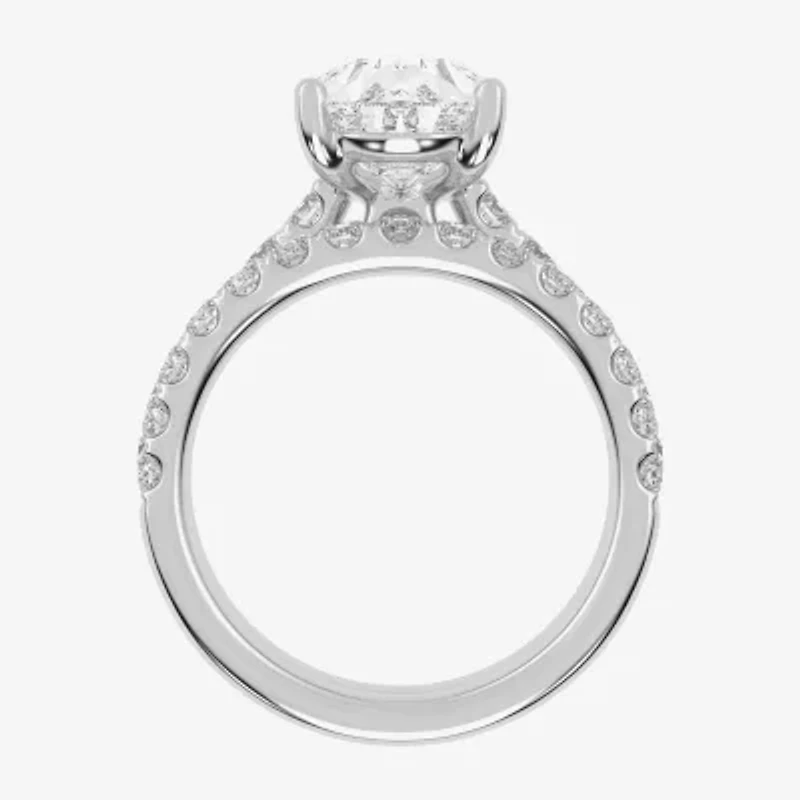 (G-H / Si1-Si2) Womens 4 CT. T.W. Lab Grown White Diamond 14K Gold Pear Side Stone Bridal Set