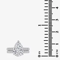 Signature By Modern Bride (G-H / Si1-Si2) Womens 4 CT. T.W. Lab Grown White Diamond 14K Gold Pear Side Stone Bridal Set
