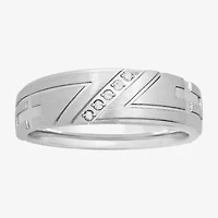 Mens Diamond-Accent Cross Stainless Steel 8mm Wedding Band