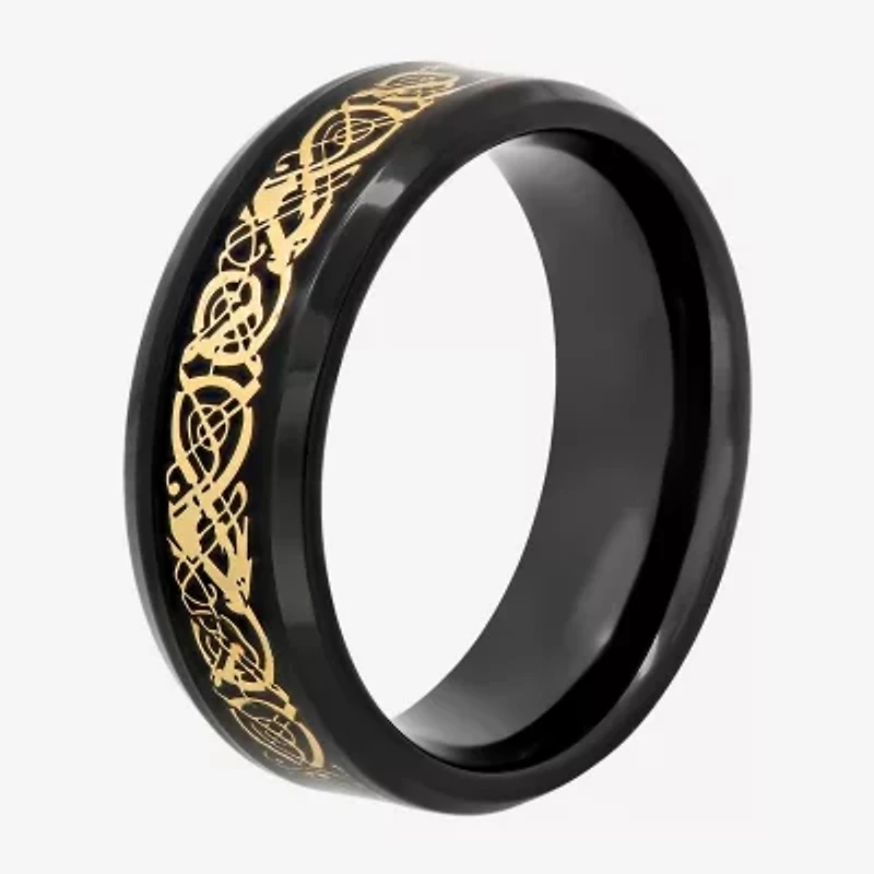 Mens Two-Tone Celtic Dragon Wedding Band