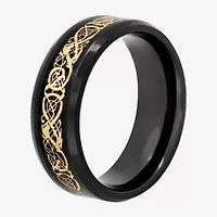 Mens Two-Tone Celtic Dragon Wedding Band