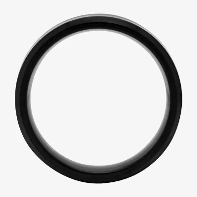 Mens Black Ceramic and Camo Inlay 8mm Comfort Fit Wedding Band