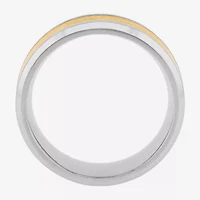 Personalized Mens Filigree Inlay Stainless Steel Wedding Band