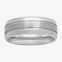 Personalized Mens 7.5mm Double-Grooved Titanium Wedding Band