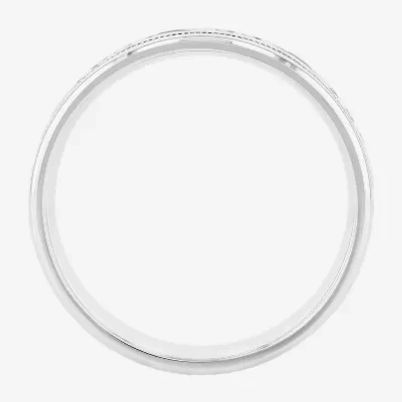 Personalized Mens 6mm Comfort Fit Sterling Silver Wedding Band