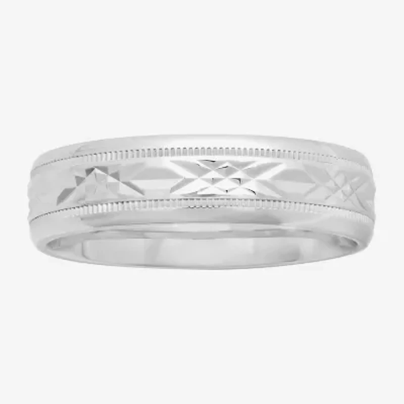 Personalized Mens 6mm Comfort Fit Sterling Silver Wedding Band