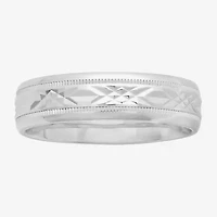 Personalized Mens 6mm Comfort Fit Sterling Silver Wedding Band
