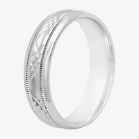 Personalized Mens 6mm Comfort Fit Sterling Silver Wedding Band