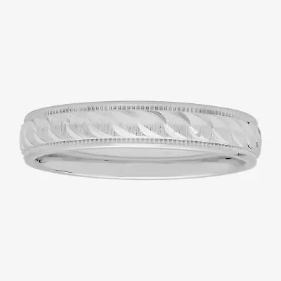 Personalized 4mm Comfort Fit Swirled Sterling Silver Wedding Band