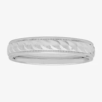 Personalized 4mm Comfort Fit Swirled Sterling Silver Wedding Band