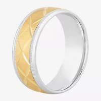 Mens 8MM 14K Gold Over Silver Sterling Wedding Band