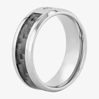 Mens Diamond-Accent Wedding Band Stainless Steel