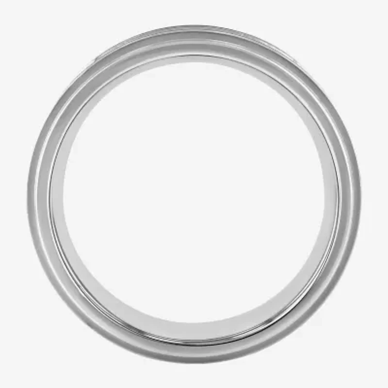Mens Two-Tone Stainless Steel 1/7 CT.T.W. Natural Diamond Wedding Band