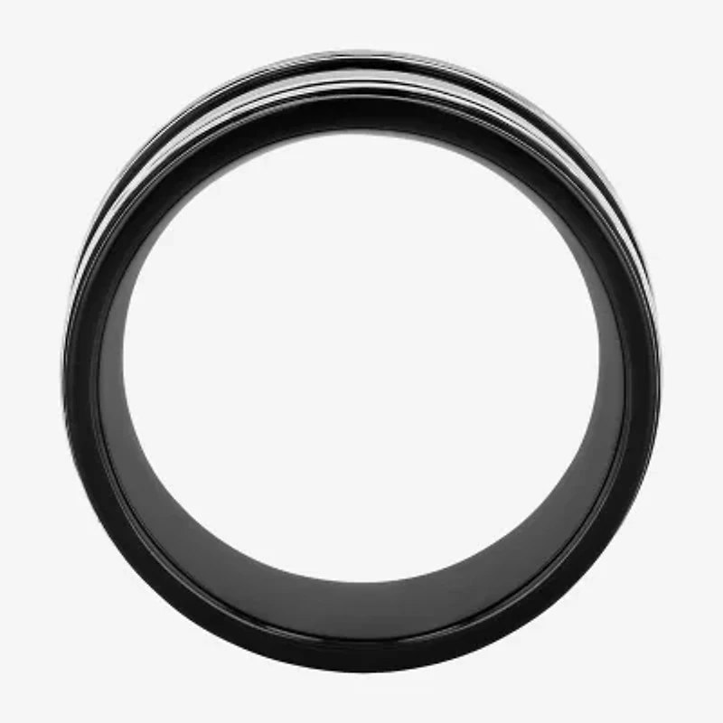 Mens 10mm Two-Tone Stainless Steel Wedding Band