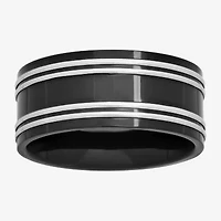Mens 10mm Two-Tone Stainless Steel Wedding Band