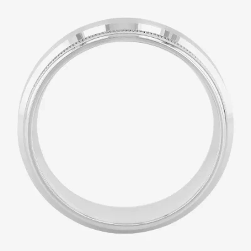 Mens 8MM Sterling Silver Wedding Band