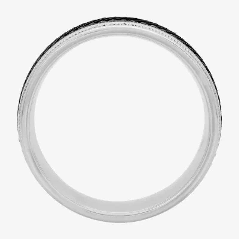 Mens 8MM Sterling Silver Wedding Band