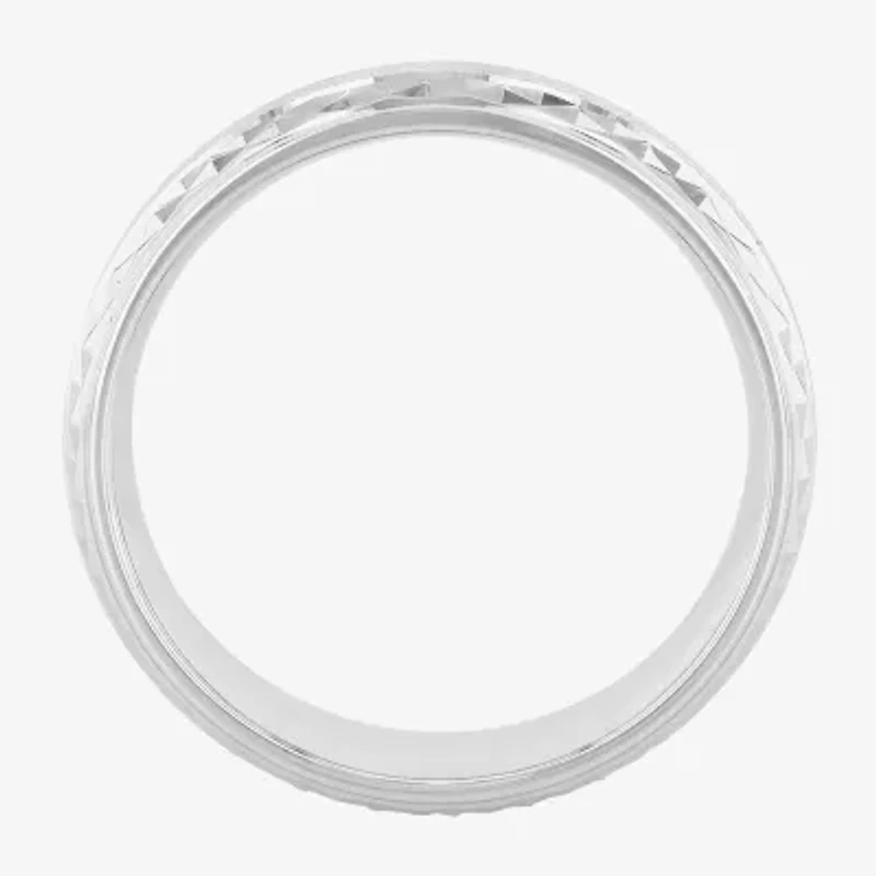 Mens 8MM Sterling Silver Wedding Band