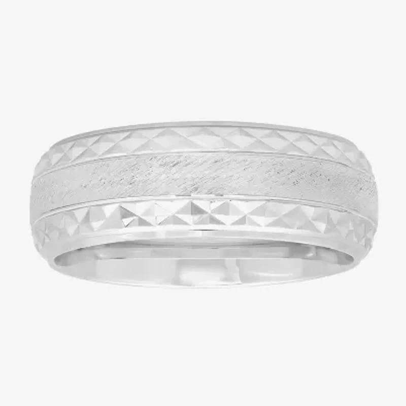 Mens 8MM Sterling Silver Wedding Band